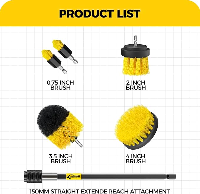 Holikme 6Pack Drill Brush Power Scrubber Cleaning Brush Extended Long - Image 7