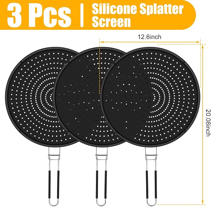 Tioncy 3 Pcs Silicone Splatter Screen - Image 5