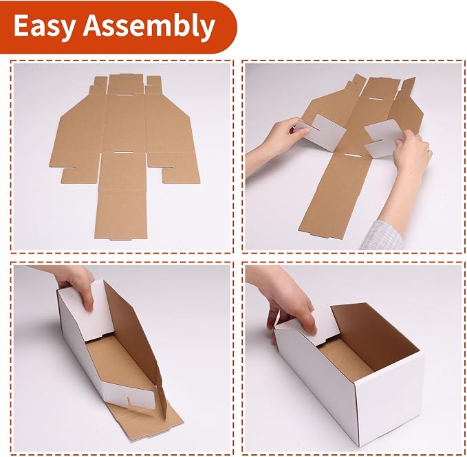 ZBEIVAN Cardboard Storage Bins Boxes 35 Packs 12x3x4.5 Inches, Easy Assembly - Image 3