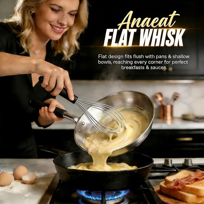 Anaeat Stainless Steel Kitchen Whisk Set of 4, Milk and Egg Beater Blender - Image 4