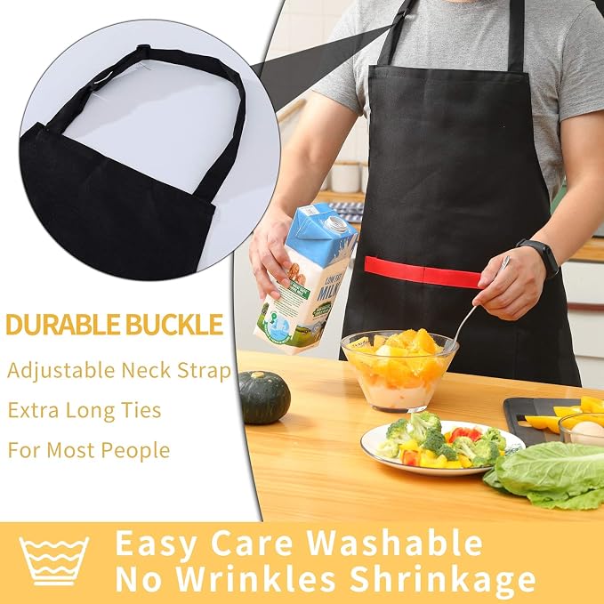 Tosewever 2 Pack Adjustable Bib Apron - Image 3