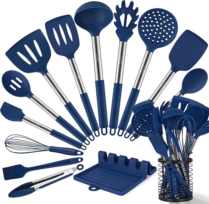 HOTEC 446°F Heat Resistant Silicone Kitchen Utensils, BPA Free Cooking Utensil by Hotec