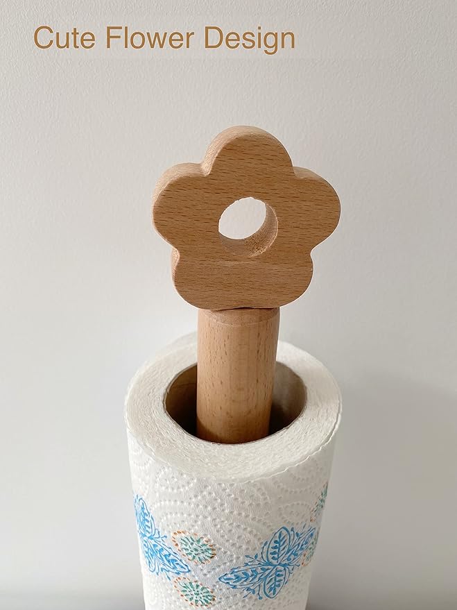 Paper Towel Holder, Wooden Kitchen Roll Stand Organizer Free Standing, - Image 6