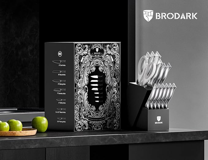 BRODARK Kitchen Knife Set with Block - Image 7
