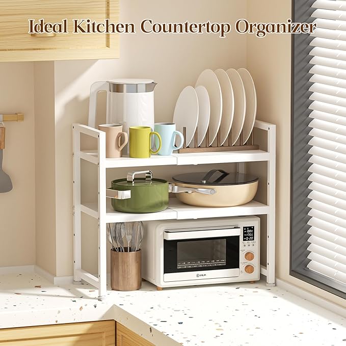 2-Tier Expandable Kitchen Storage Shelf, 150LBS Heavy Duty Metal Shelving Units - Image 7