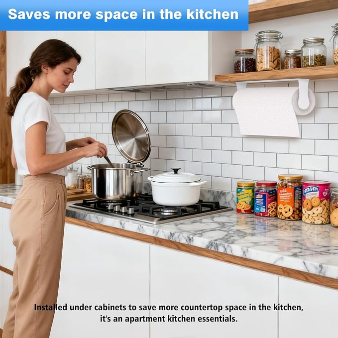 Paper Towel Holder Under Cabinet, Adhesive & Wall Mount, Under Counter Paper - Image 3