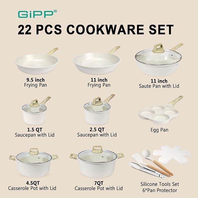 GiPP Ceramic Pots and Pans Set Non Stick - Image 2
