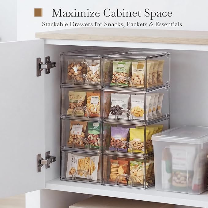 8 Pack Small Clear Stackable Acrylic Storage Boxes Storage Drawers, Storage - Image 5