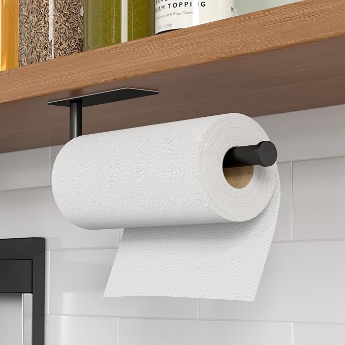Paper Towel Holder Under Cabinet, Self-Adhesive, No Drilling, Stainless Steel - Image 2