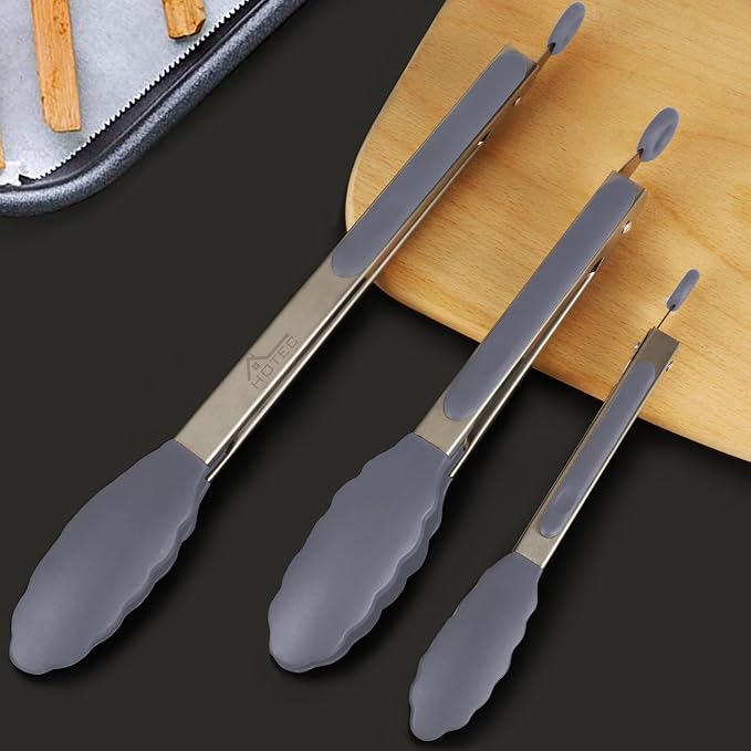 HOTEC Premium Stainless Steel Locking Kitchen Tongs - Image 8