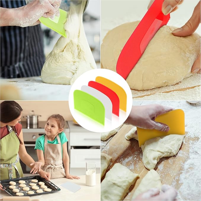 4 Piece Plastic Dough Scraper Bowl Scraper Flexible Multipurpose Food Scraper - Image 5