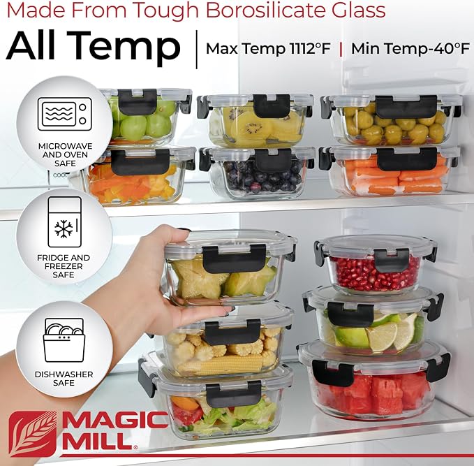 Magic Mill Premium Borosilicate Glass Food Storage Containers - Image 2