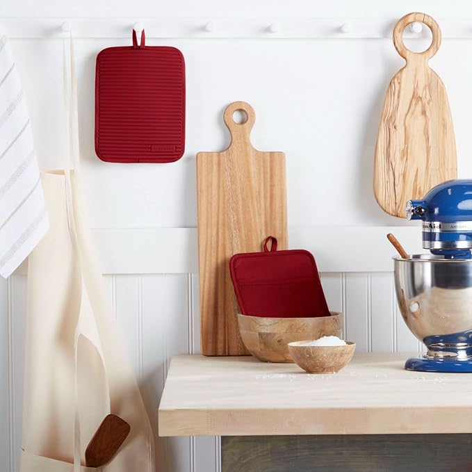 KitchenAid Ribbed Soft Silicone Pot Holder 2-Pack Set, Smoked Paprika Red - Image 2