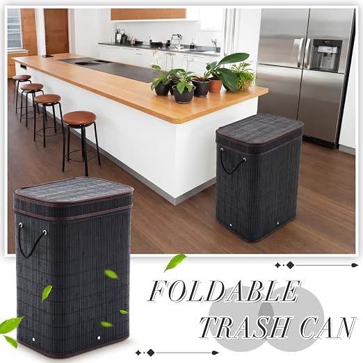 2 Pack 21 Gallon Bamboo Slim Trash Can - Image 5