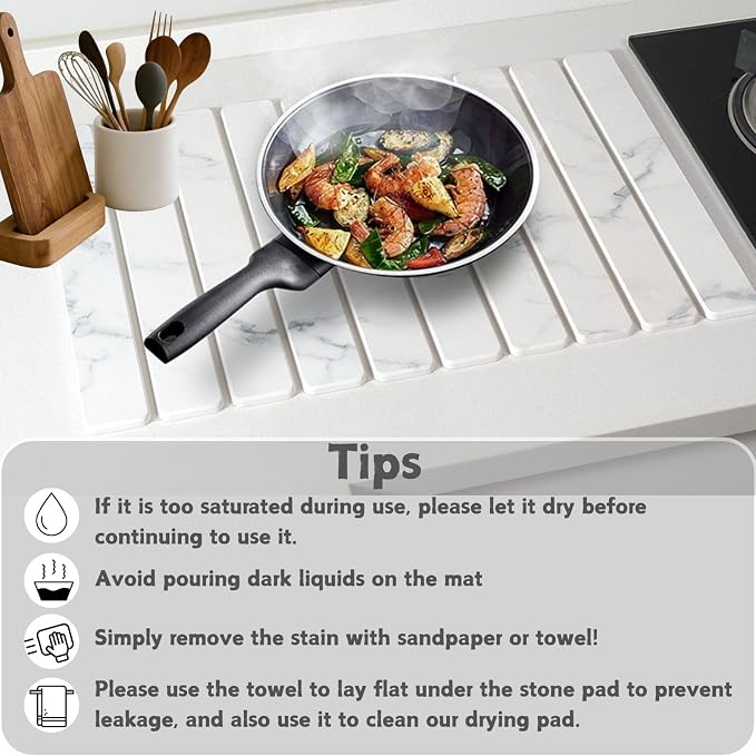 Dish Drying Mats, Large 24x16 Inch Diatomaceous Earth Drying Mat / - Image 3