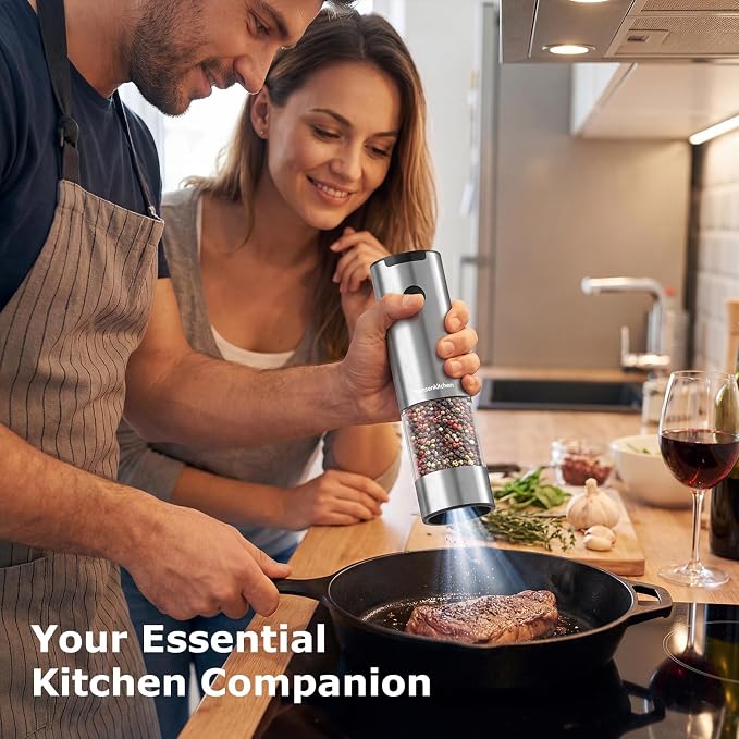 Bonsenkitchen Electric Salt and Pepper Grinder Set, 95ml Large Capacity - Image 7