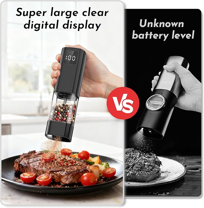 Upgraded Larger Capacity Electric Salt and Pepper Grinder Set Rechargeable - Image 2
