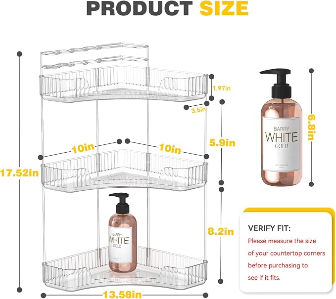 Asayuee 3-Tier Corner Bathroom Counter Organizer - Image 2