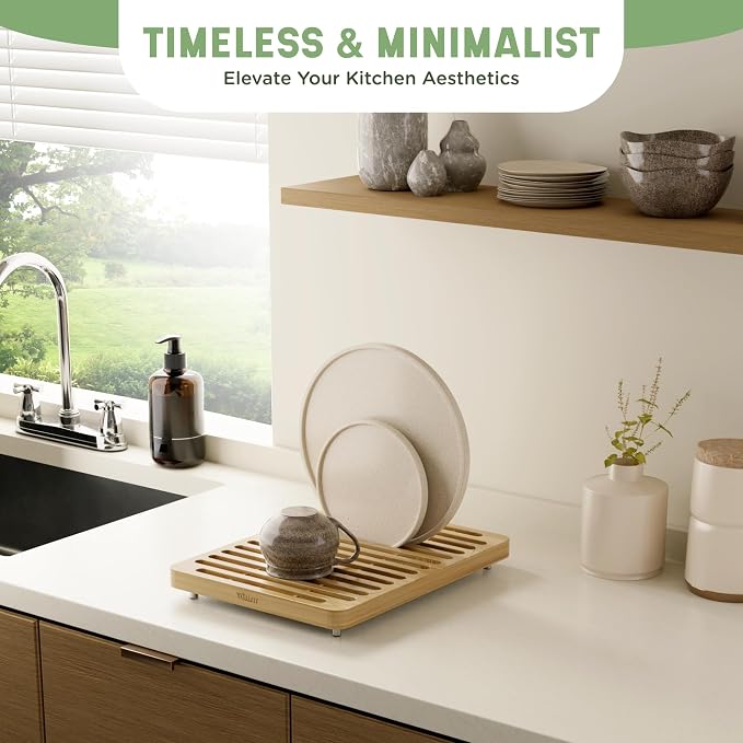 NIUM Stone Drying Mat for Kitchen Counter & Bamboo Rack - Image 6