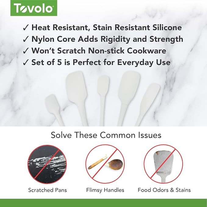 Tovolo Flex Core 5 Piece Silicone Spatula Set Heat Resistant All Silicone - Image 3