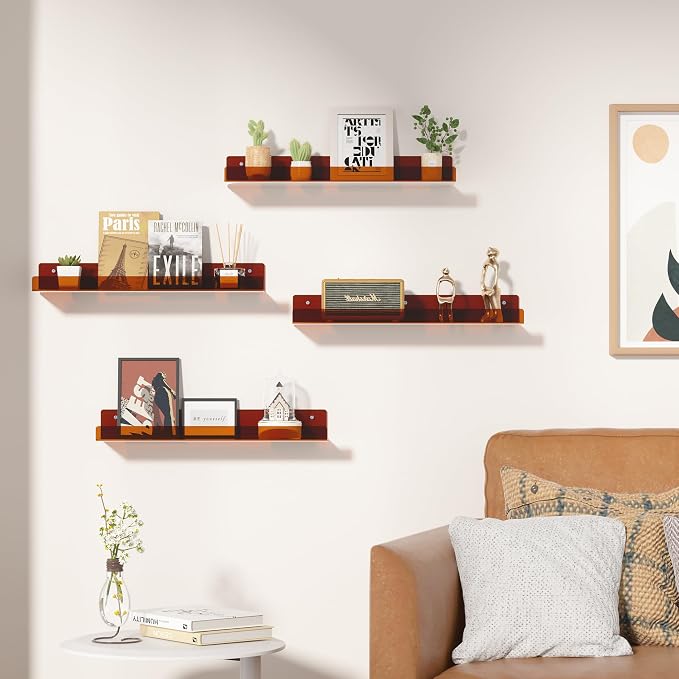 upsimples Acrylic Shelves for Wall Decor, Living Room, Floating Bookshelves for - Image 2
