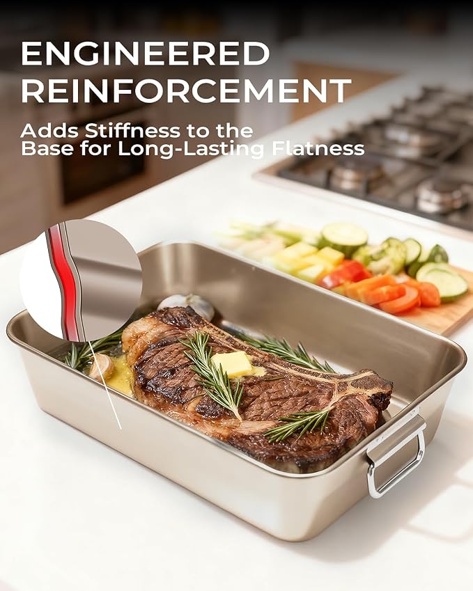 Turkey Roasting Pan with Rack Non stick Carbon Steel Roaster 16x11 Inch - Image 4