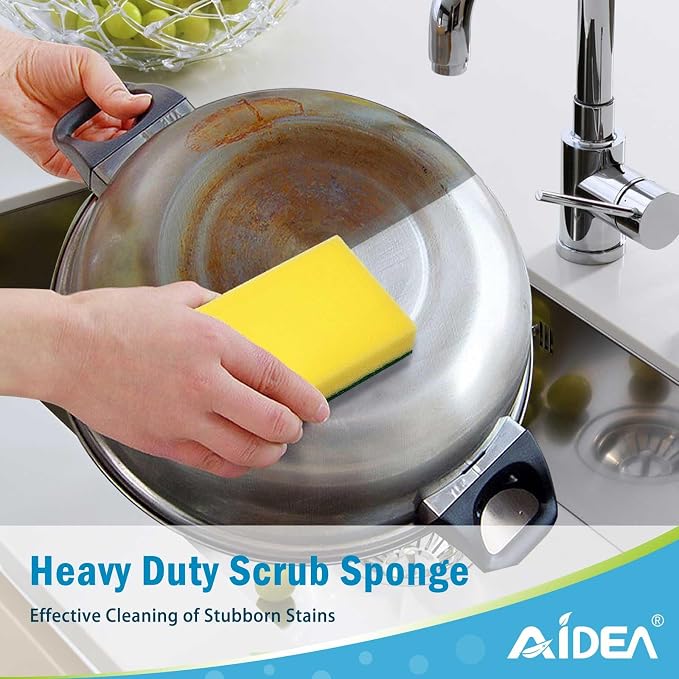AIDEA Sponges Kitchen, 50 Pack Heavy Duty Dish Sponge, Cleaning Dish Scrubber - Image 6