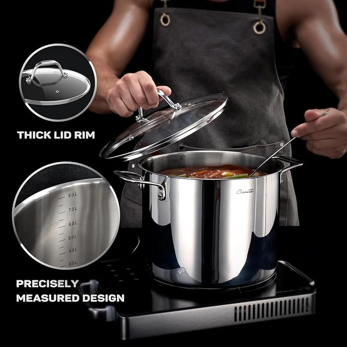 Ciwete 11-Piece Stainless Steel Pots and Pans Set Non Stick, Tri-Ply Stainless - Image 7