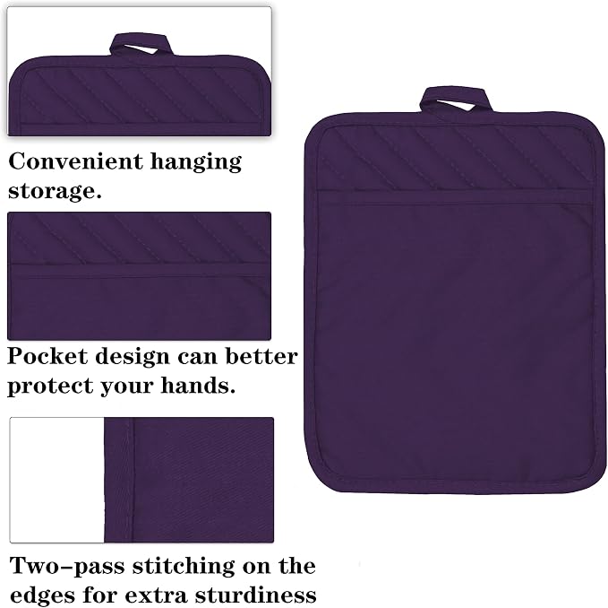 Oven Pot Holder with Pocket Cotton Heat Resistant Coaster Potholder Kitchen Hot - Image 3