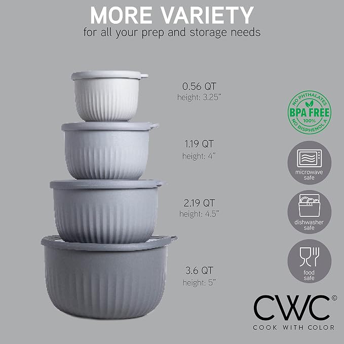 COOK WITH COLOR Prep Bowls with Lids- Wide and Deep Nesting Plastic Small - Image 2