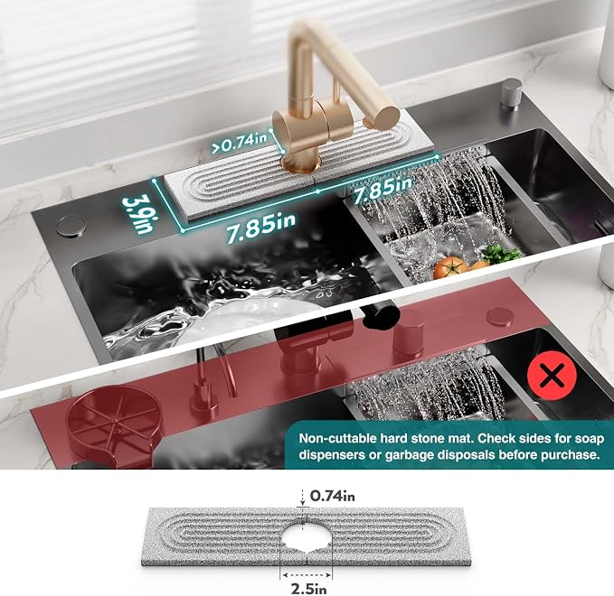 Stone Faucet Mat for Kitchen Sink, Diatomite Stone Drying Mat for Kitchen - Image 3