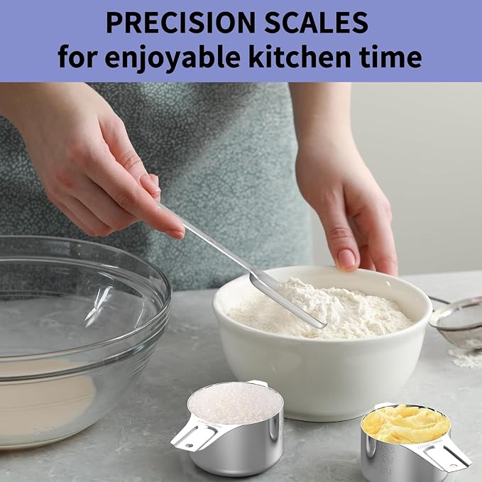 Stainless Steel Measuring Cups and Spoons Set, 6 Stainless Steel Measuring Cups - Image 3