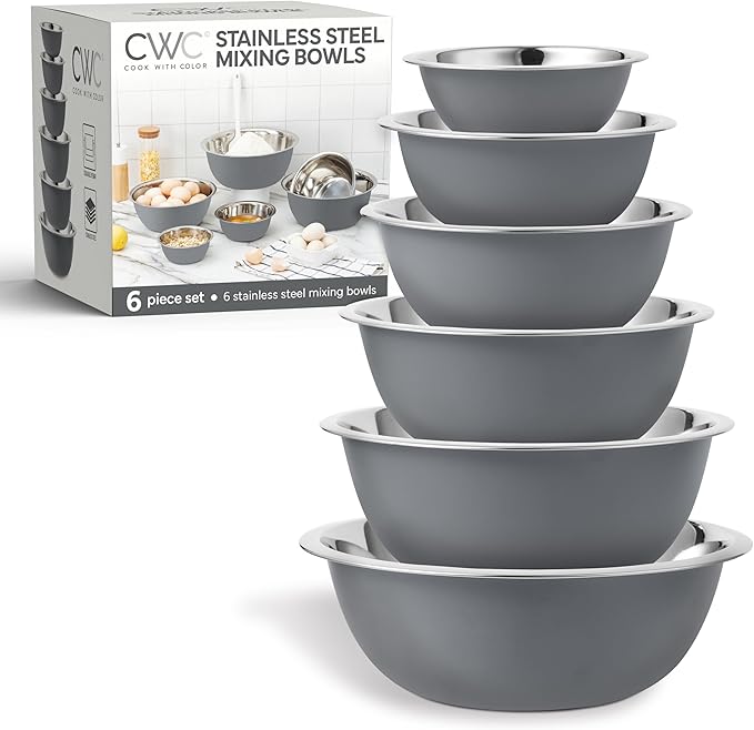 COOK WITH COLOR Stainless Steel Mixing Bowls Set by CookwithColor
