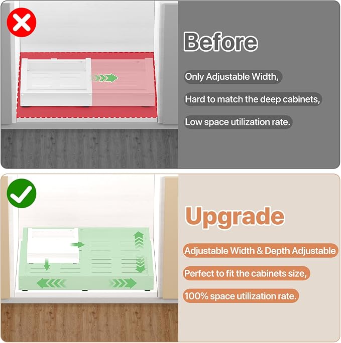 1 Pack Pull out Cabinet Organizer, Width Depth, - Image 3