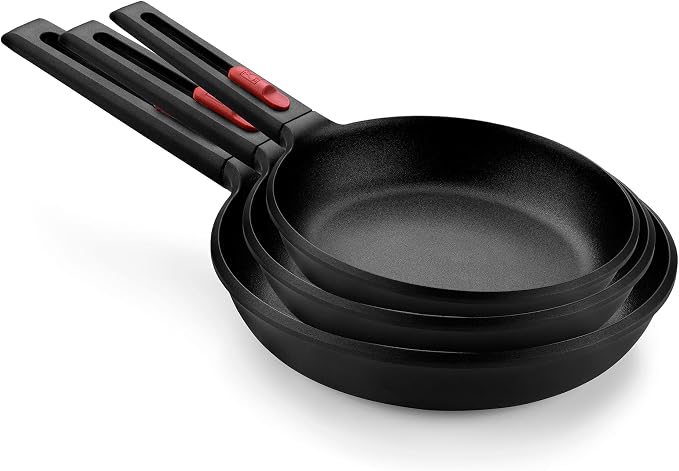 BRA COOKWARE Infinity 3-Piece Nonstick Frying Pan Set | 8, 9.5 & 11 Inch Cast by BRACookware