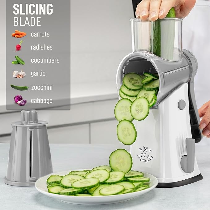 Zulay Kitchen Rotary Cheese Grater 5 Blade Cheese Shredder - Image 5