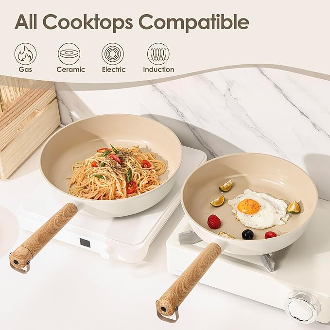 SENSARTE 14Pcs Ceramic Nonstick Cookware Set, Non-toxic Healthy Pots and Pans - Image 6