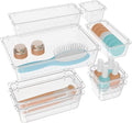 WOWBOX 8 PCS Clear Plastic Drawer Organizer Set, 4 Sizes Desk Drawer by WOWBOX