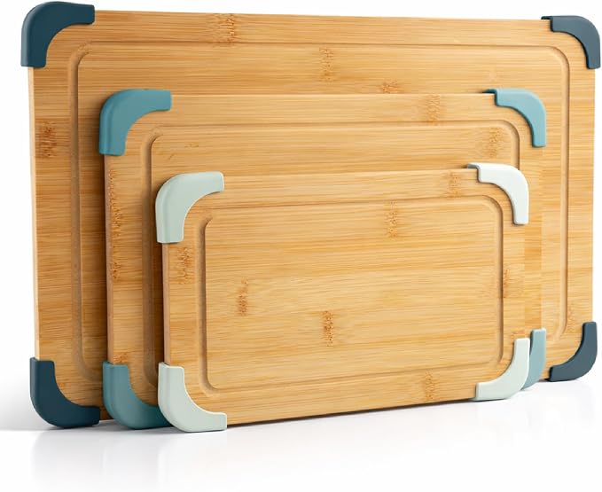 COOK WITH COLOR Non-Slip Cutting Board Set – Kitchen Essentials with Easy Grip by CookwithColor