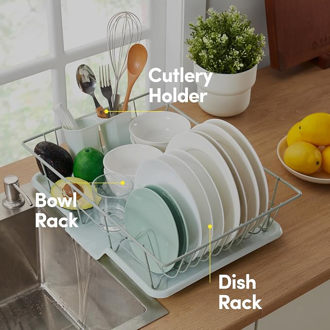 Sweet Home Collection Space-Saving 3-Piece Dish Drainer Rack Set: Efficient - Image 5