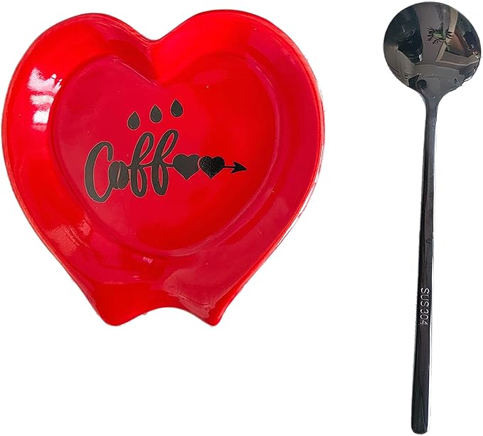 Heart-shaped Coffee Spoon Rest, Mini Coffee Spoon Holder, Small Ceramic Spoon by PFCTRJR