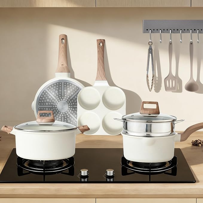NEWBULIG 25-Piece Nonstick Cookware Set, Granite Pots and Pans - Image 8