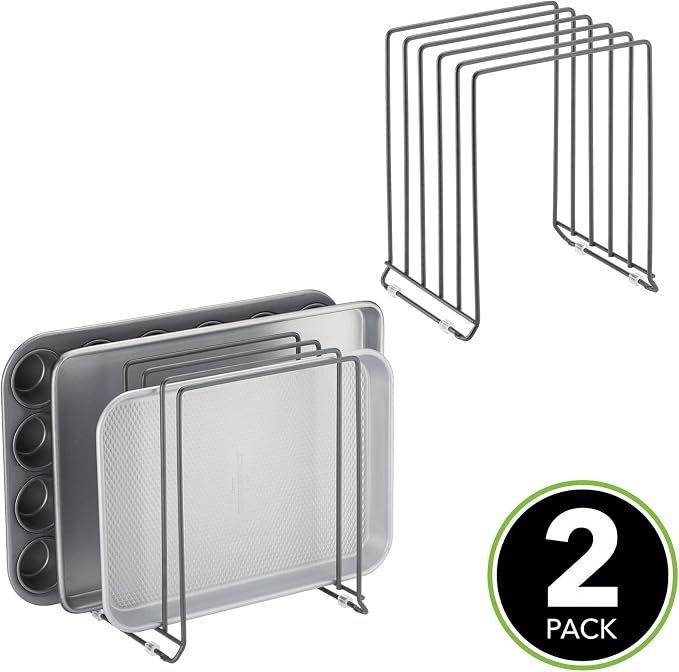 mDesign X-Large Steel Storage Tray Organizer Rack - Image 2