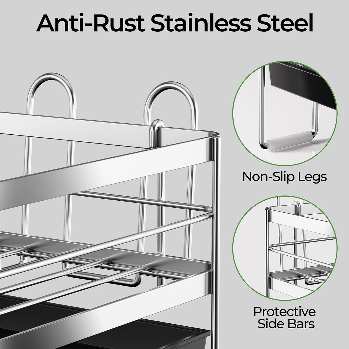 Large 2 Tier Dish Drying Rack, Extendable Dish Rack, Stainless Steel