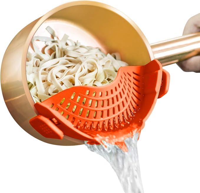 Clip On Strainer Silicone for all Pots and Pans, AUOON Pasta Strainer Clip on by AUOON