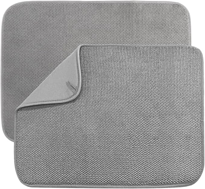 2 Pack Microfiber Dish Drying Mat, Absorbent Dish Drainer Kitchen Counter by Meirrnyyu