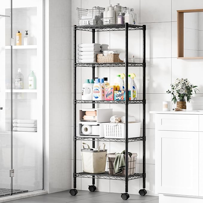DUMOS 5-Tier Metal Wire Storage Shelves, Adjustable Standing Storage Rack Shelf - Image 2