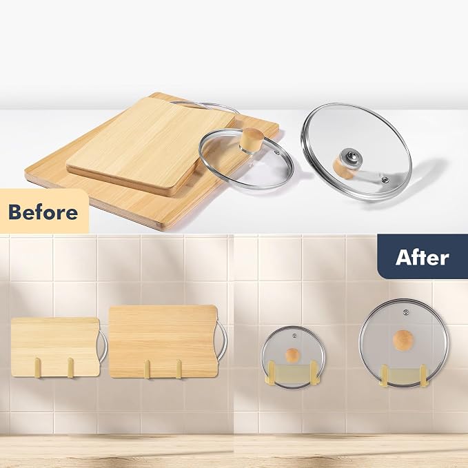 Pot Lid Rack, Wall Mounted 304 Stainless Steel Pan Lid Organizer Holder - Image 7