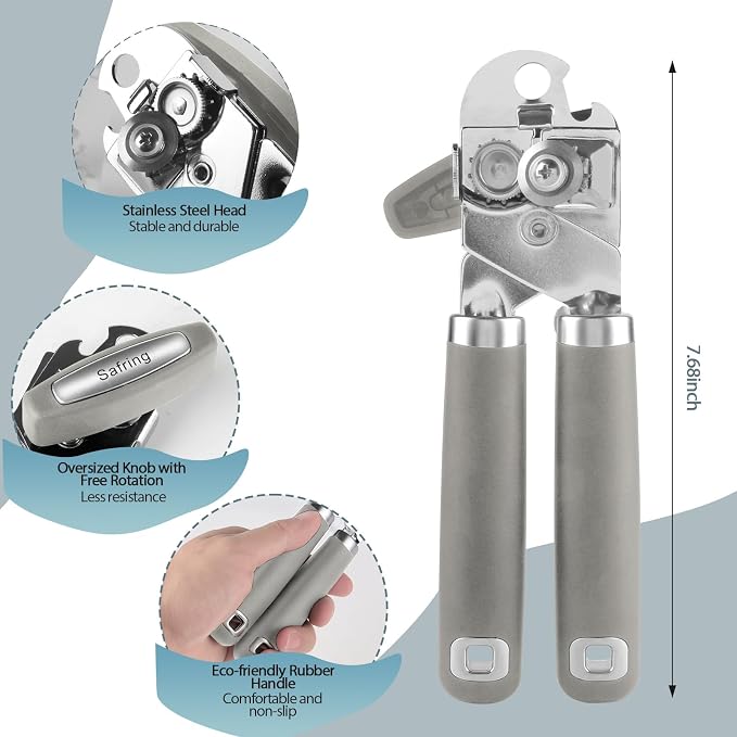 Safring Can Opener Manual, Heavy Duty Handheld Strong Can Opener - Image 2