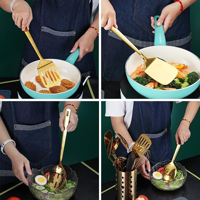 Gold Cooking Utensils Set, Berglander Stainless Steel 13 Pieces Kitchen - Image 5